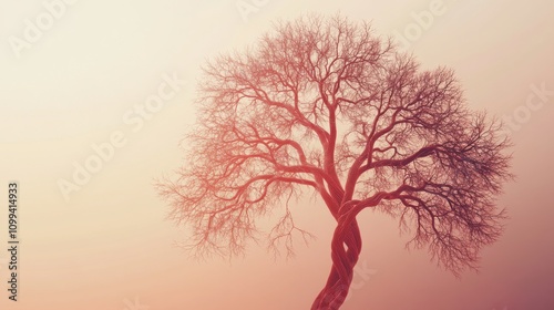 An artistic representation of the human circulatory system as a tree, with a soft, gradient background