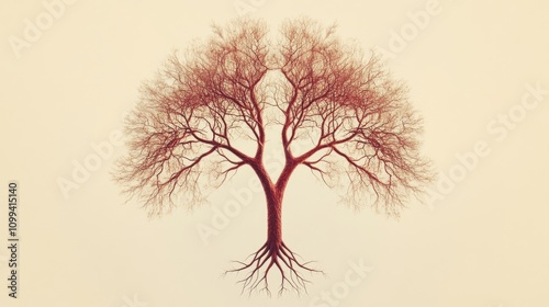 An artistic representation of the human circulatory system as a tree, with a soft, gradient background