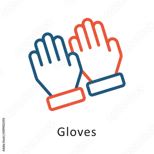 Gloves Vector Two Color Outline Icon. Eps 10 file