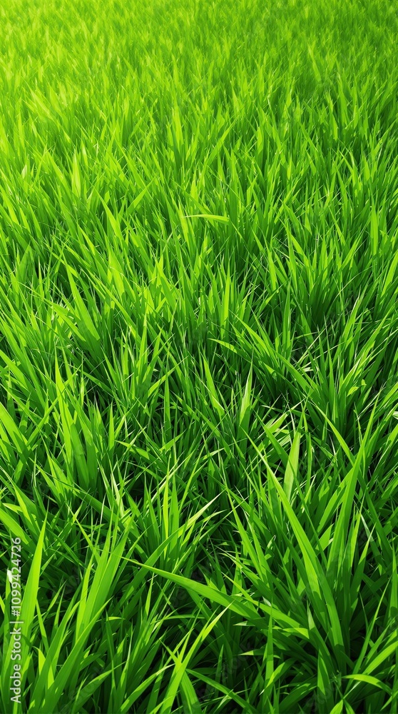 Fototapeta premium Lush green grass swaying gently in the spring breeze, green fields, spring grass, green grass