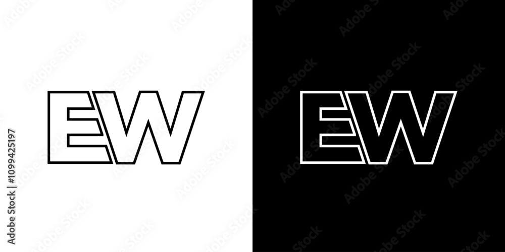 Obraz premium Letter E and W, EW logo design template. Minimal monogram initial based logotype.