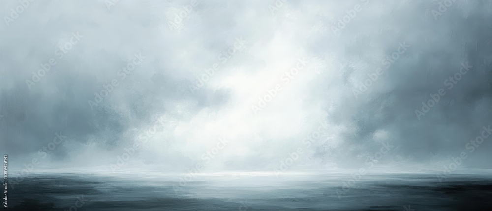 Fototapeta premium A serene, misty seascape with soft gray tones.