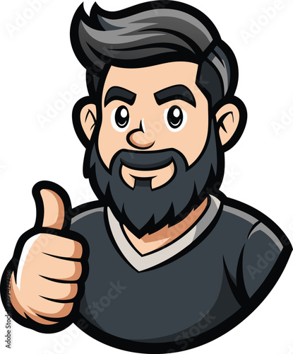 Cool Dude Thumbs Up:  A cartoon illustration of a bearded man with a friendly smile, giving a thumbs up