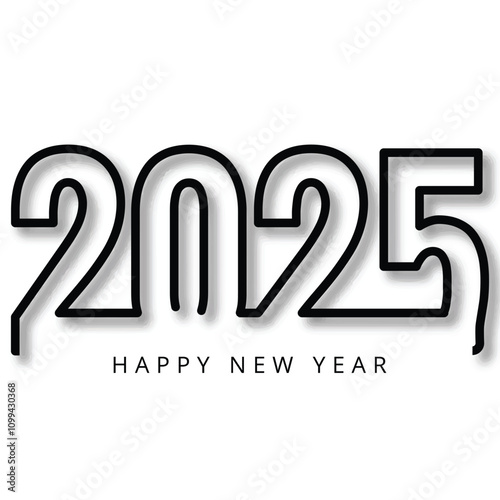 2025 new year celebration card on white background