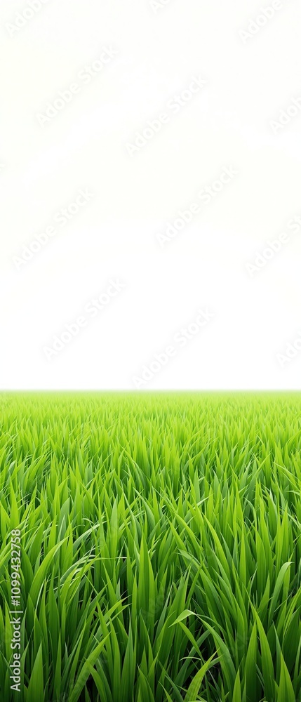 Fototapeta premium Lush green background with tall grass swaying in the wind, verdant fields, lush grass, foliage