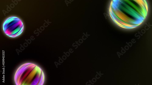 glowing colored spheres. the effect of circus balls. text space