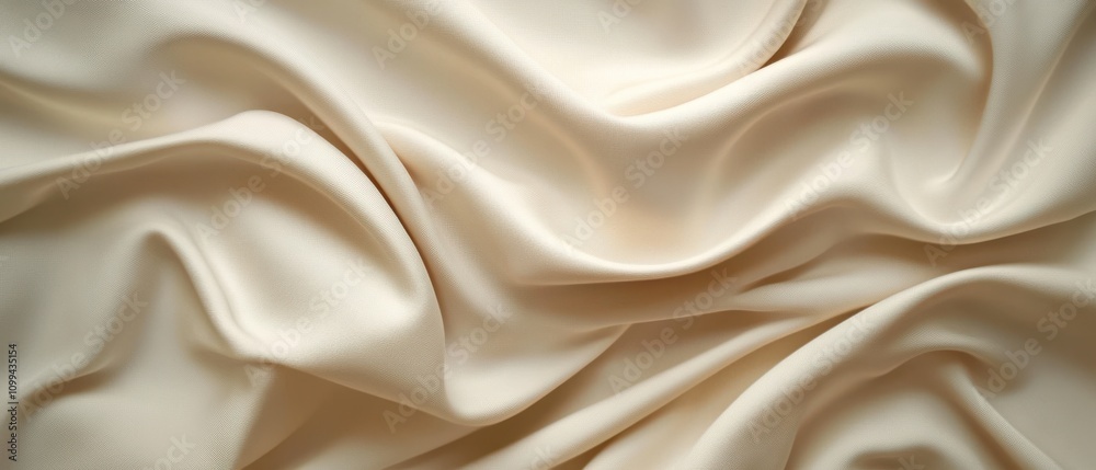 Fototapeta premium Smooth, cream-colored fabric with elegant draping.