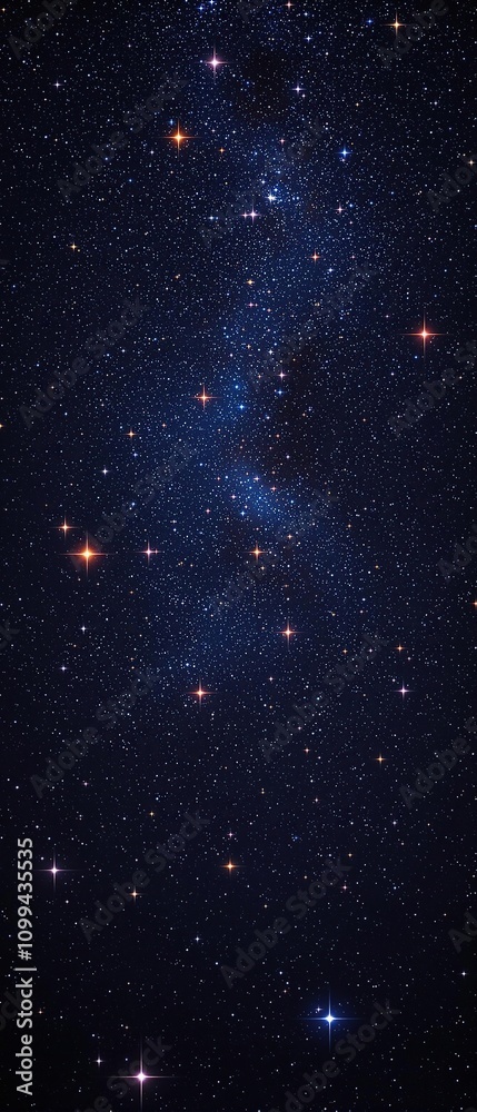 Fototapeta premium Shimmering starfield on a clear dark blue background, twinkling stars, stardust, starfield, cosmos, nebulae