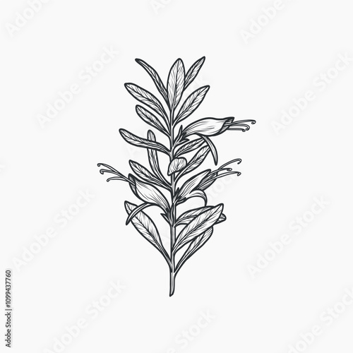 Hand drawn eremophila flower illustration. Australian native plant