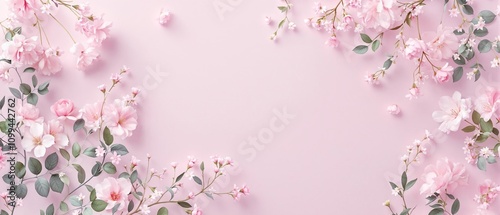 Wallpaper Mural Soft pink floral arrangement on a pastel background, wooden tables, floral arrangements, home decor Torontodigital.ca