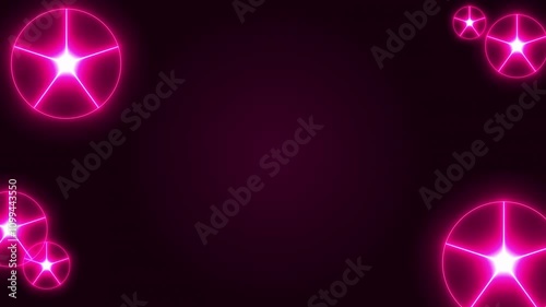 loop glowing neon pink spinning circles. the effect of a car disc
