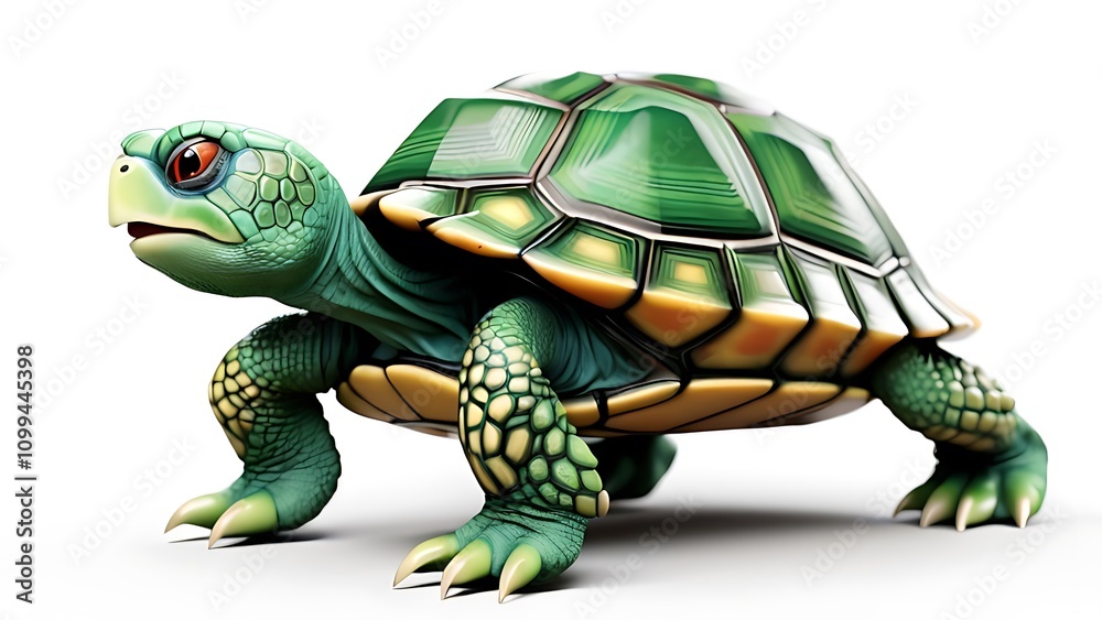 Fototapeta premium 3d A turtle on white background