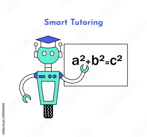 Smart tutoring icon. Artificial Intelligence in Education Icon. E-learning icon illustration. Education and learning with AI.