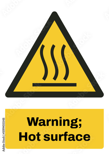 ISO warning safety signs sentence case text_warning ; hot surface_portrait size a4/a3/a2/a1	 