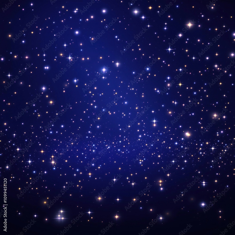 Fototapeta premium Sparkling fairy lights against a dark blue background, evening glow, sparkly decor, celebratory atmosphere