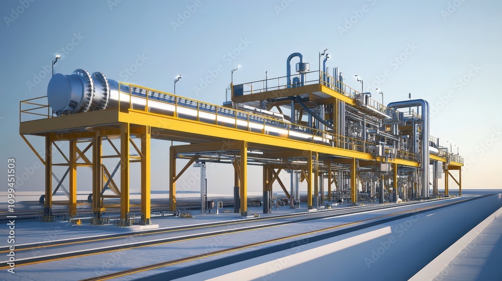 Fototapeta premium An oil pipeline system with advanced monitoring tech and sleek design