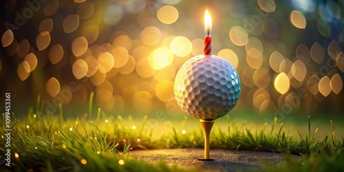 Creative Birthday Celebration: Golf Ball on Tee with Candle as Unique Cake Alternative for Golf Lovers' Special Day