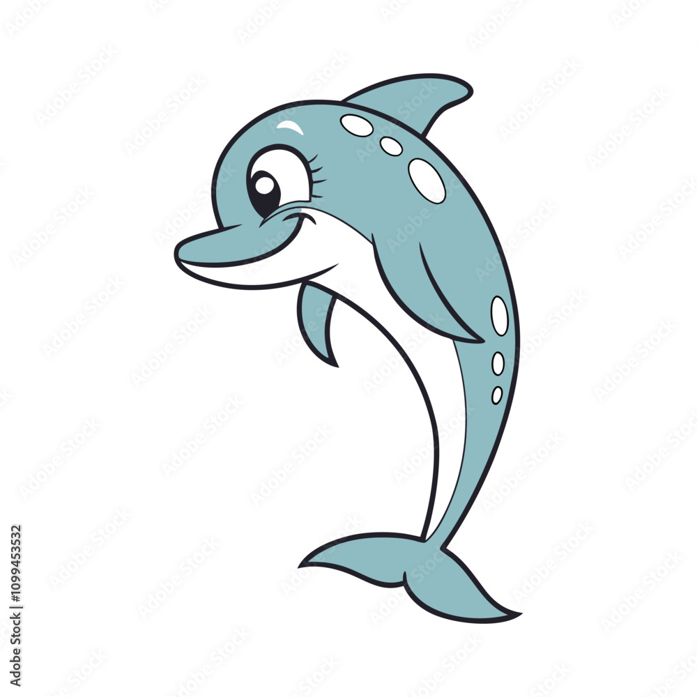 Obraz premium Cute dolphin line art vector