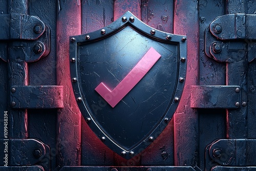 cartoon of a shield with a checkmark