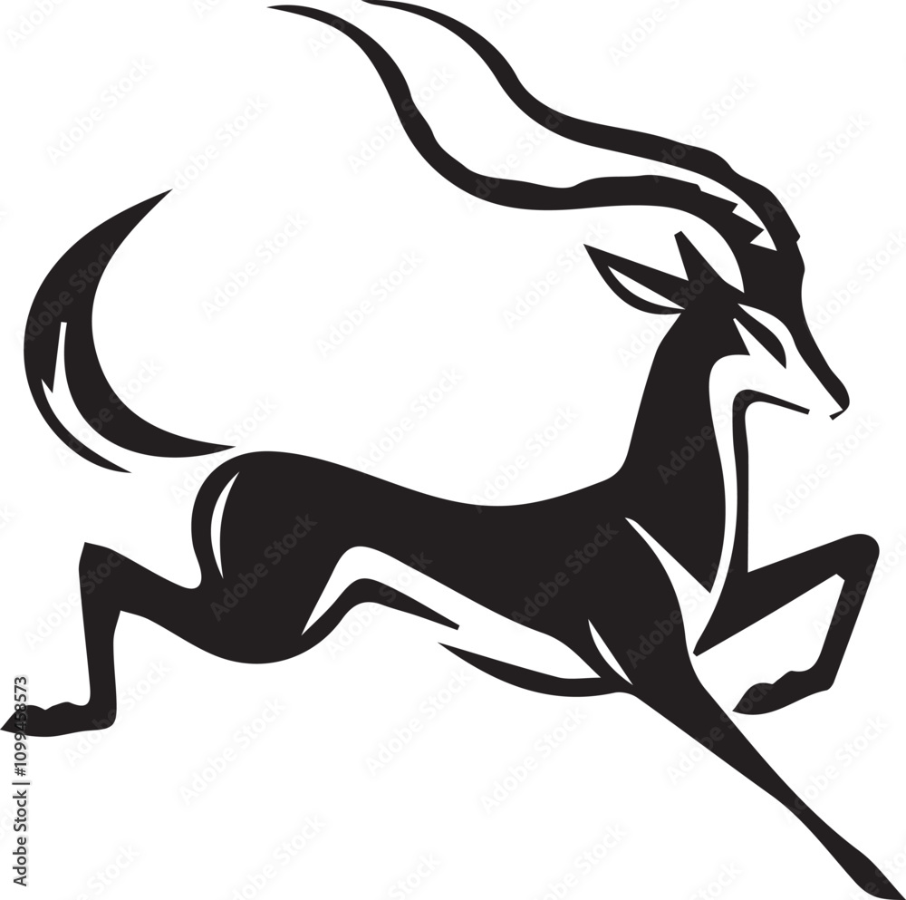 Fototapeta premium Dynamic Gazelle Silhouette with Elegant Horns