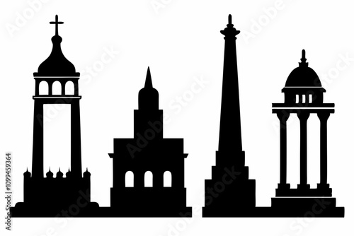 4 different styles monumenticon black silhouette