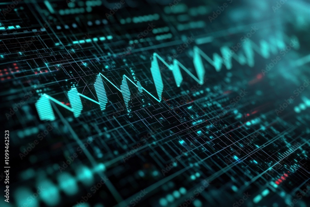 Fototapeta premium Analyzing digital waveforms advanced data visualization technology sector infographic virtual environment analytical perspective