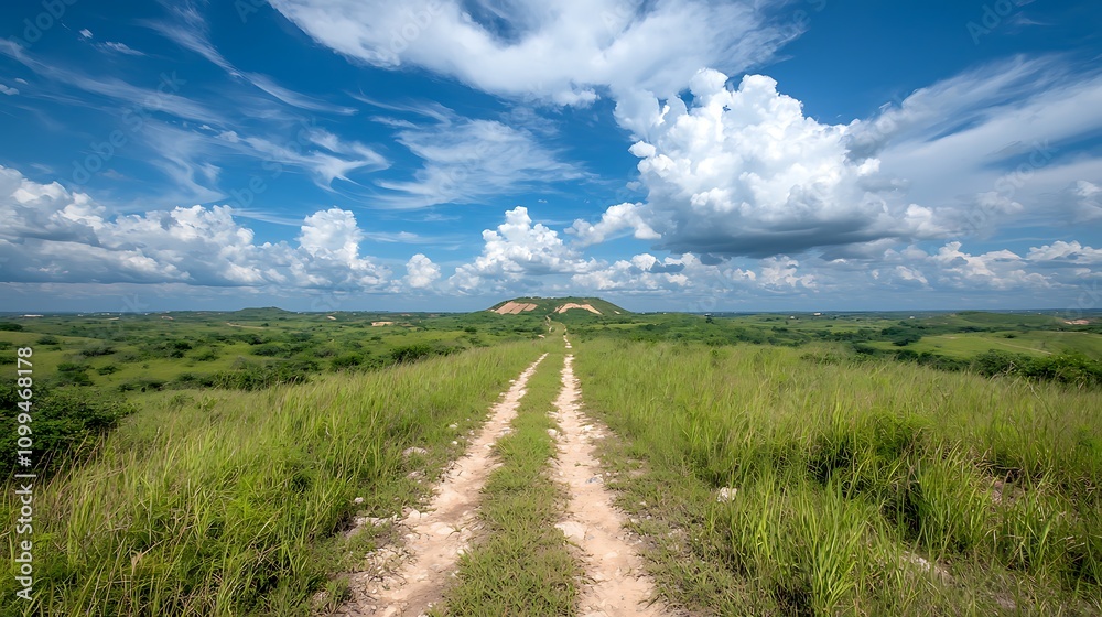 Fototapeta premium Exploring majestic landscapes open field nature photography scenic view wide angle perspective
