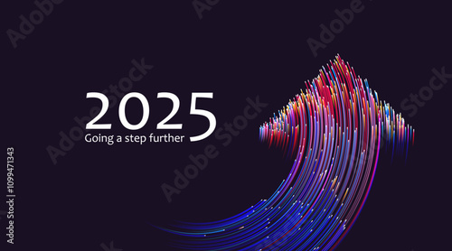 '2025' one step further, vector illustration symbolizing development.