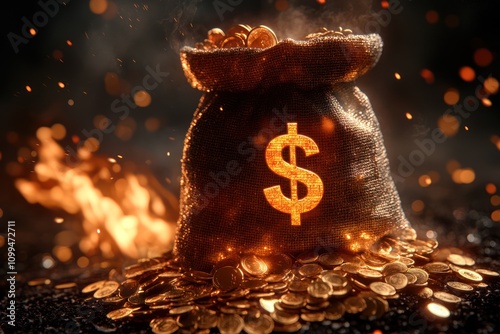 Money Bag on Fire