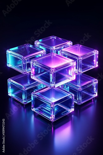 A Collection of Illuminated Acrylic Blocks in Vibrant Colors Creating an Eye-Catching Abstract Design on a Dark Background