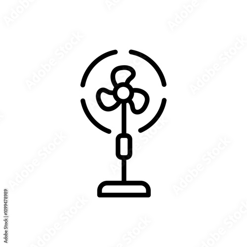 Simple fan or ventilator on floor outline icon. Concept for your logo web mobile app UI design. Vector line illustration