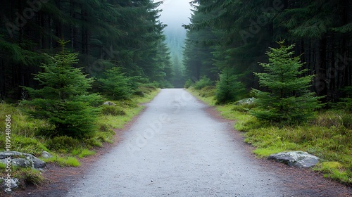 Scenic nature pathway lush forest landscape photography tranquil environment serene viewpoint photo