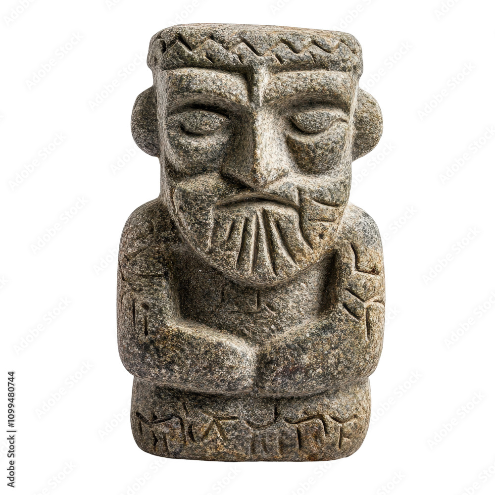 Obraz premium Ancient stone sculpture with detailed features. transparent background