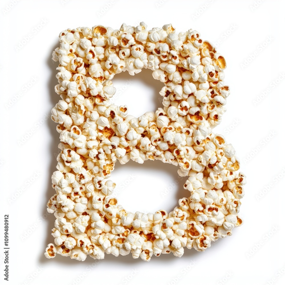 Obraz premium A creative arrangement of popcorn forming the letter