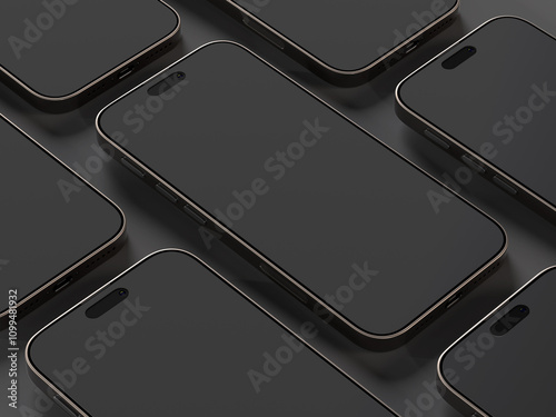 Cuadro en lienzo Isolated Black Smartphone Mockup for UI Placement or Advertisment Concept 3D Ill