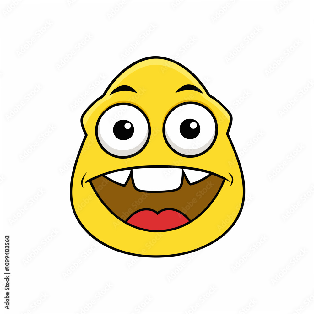 Fototapeta premium Yellow emoticon with a gaping face and eyes, perfect for digital projects, designs, and icons.