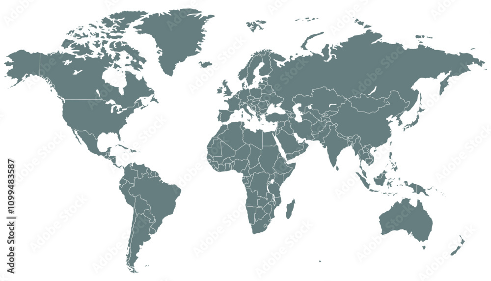 Obraz premium World map. Grey modern vector map. Silhouette map.