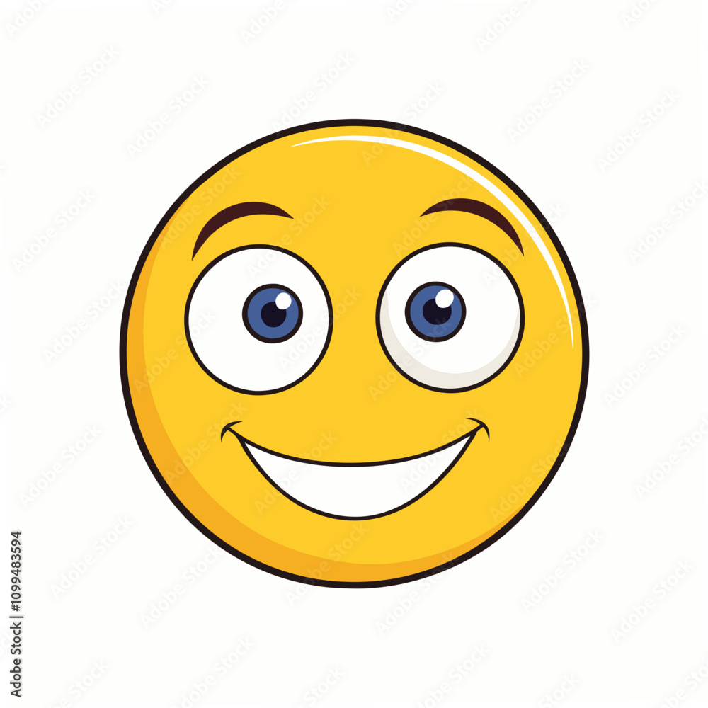 Fototapeta premium Intriguing yellow gaze face and eye emoticon vector icon, perfect for digital designs and projects.