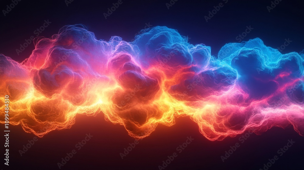 Obraz premium Abstract fiery and icy energy clouds collide