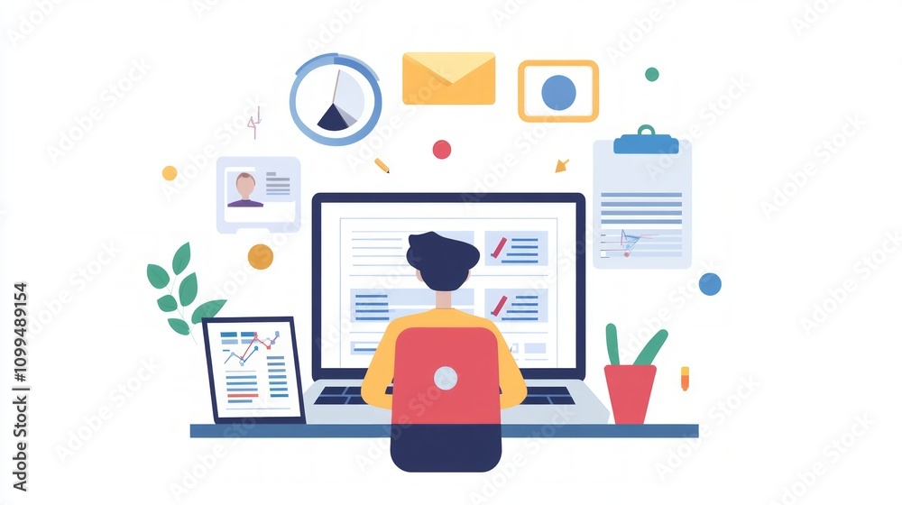 Fototapeta premium Modern Business Workspace Illustration