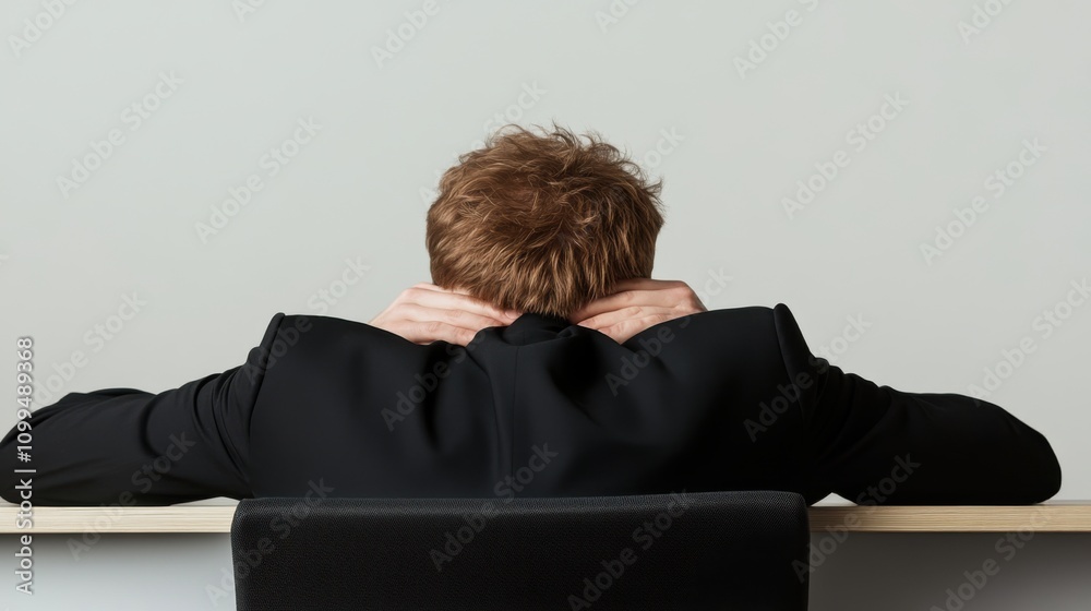 Obraz premium Tired Employee Resting Head on Desk in Office