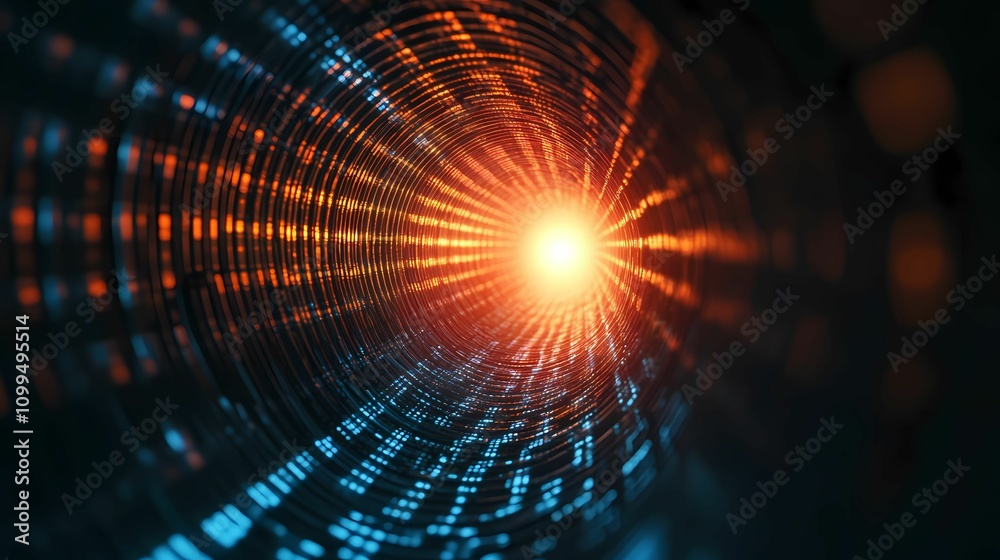 Fototapeta premium Abstract light tunnel with glowing center