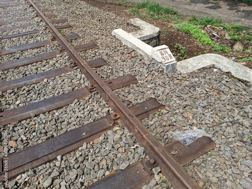 The colonial railway line from the Dutch colonial era is still sturdy and is still used today at Rawa Pening Lake, Ambarawa, Asia, Indonesia photo