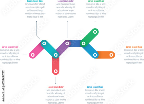  infographic template for magazine, annual report. infographic template for business, education, science world. riveted ribbons infographic template. seven steps information template