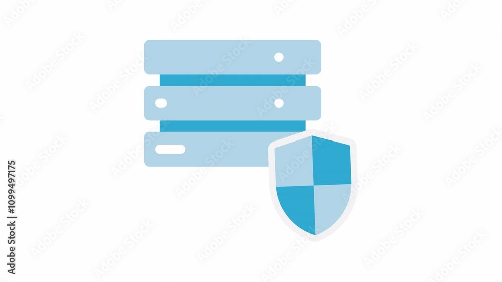 Secure Data Center Server with Protection Shield, Simple motion graphic of a data server rack with a protective shield. High quality 4k footage Secure Data Center Server with Protection Shield, Simple motion graphic of a data server rack with a protective shield. High quality 4k footage