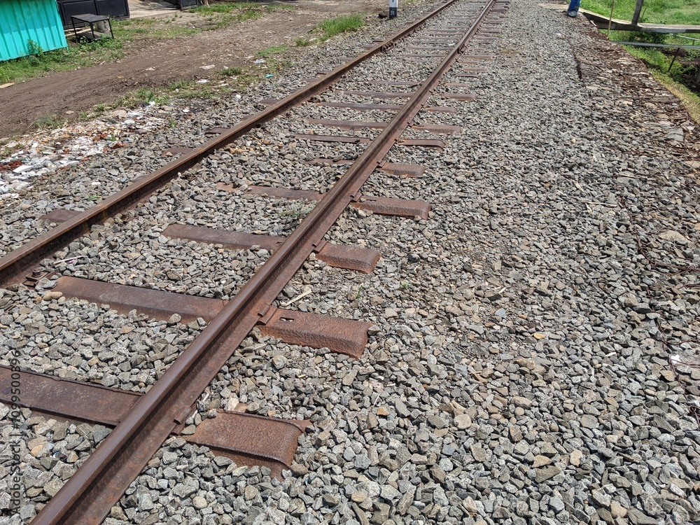 Naklejka premium The colonial railway line from the Dutch colonial era is still sturdy and is still used today at Rawa Pening Lake, Ambarawa, Asia, Indonesia