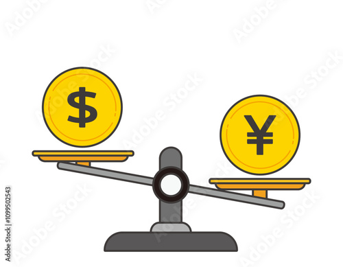 天秤の上に乗るドルと円のイラスト