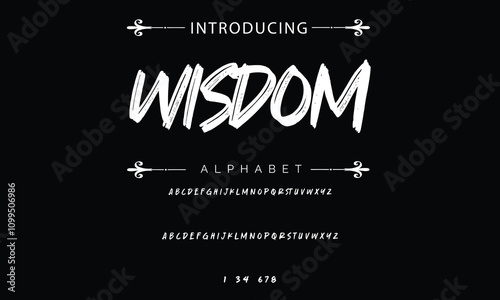 vector of modern and stylized brush alphabet and numbers. handdrawn alphabet set. youth style letter and typography
