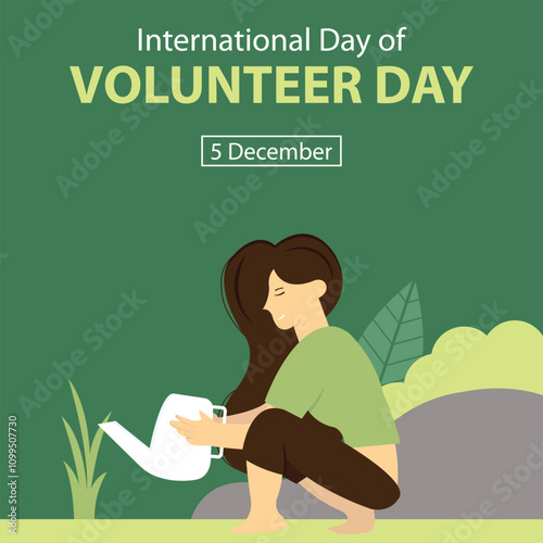 illustration vector graphic of a woman is watering plants in the garden, perfect for international day, volunteer day, celebrate, greeting card, etc.