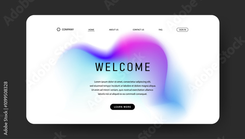 abstract gradient fluid design of landing page. web browser page background	